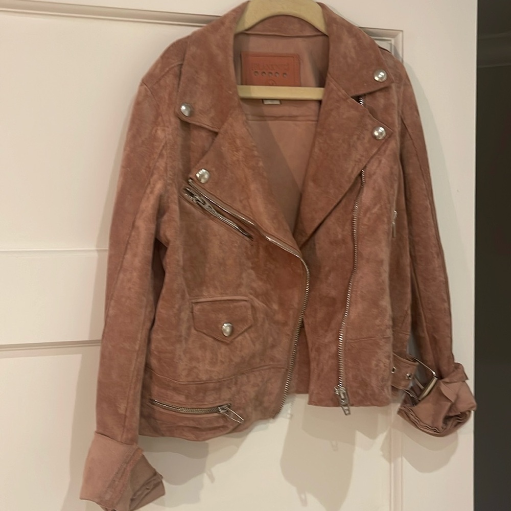 Blank NYC Girls pink suede moto jacket size M